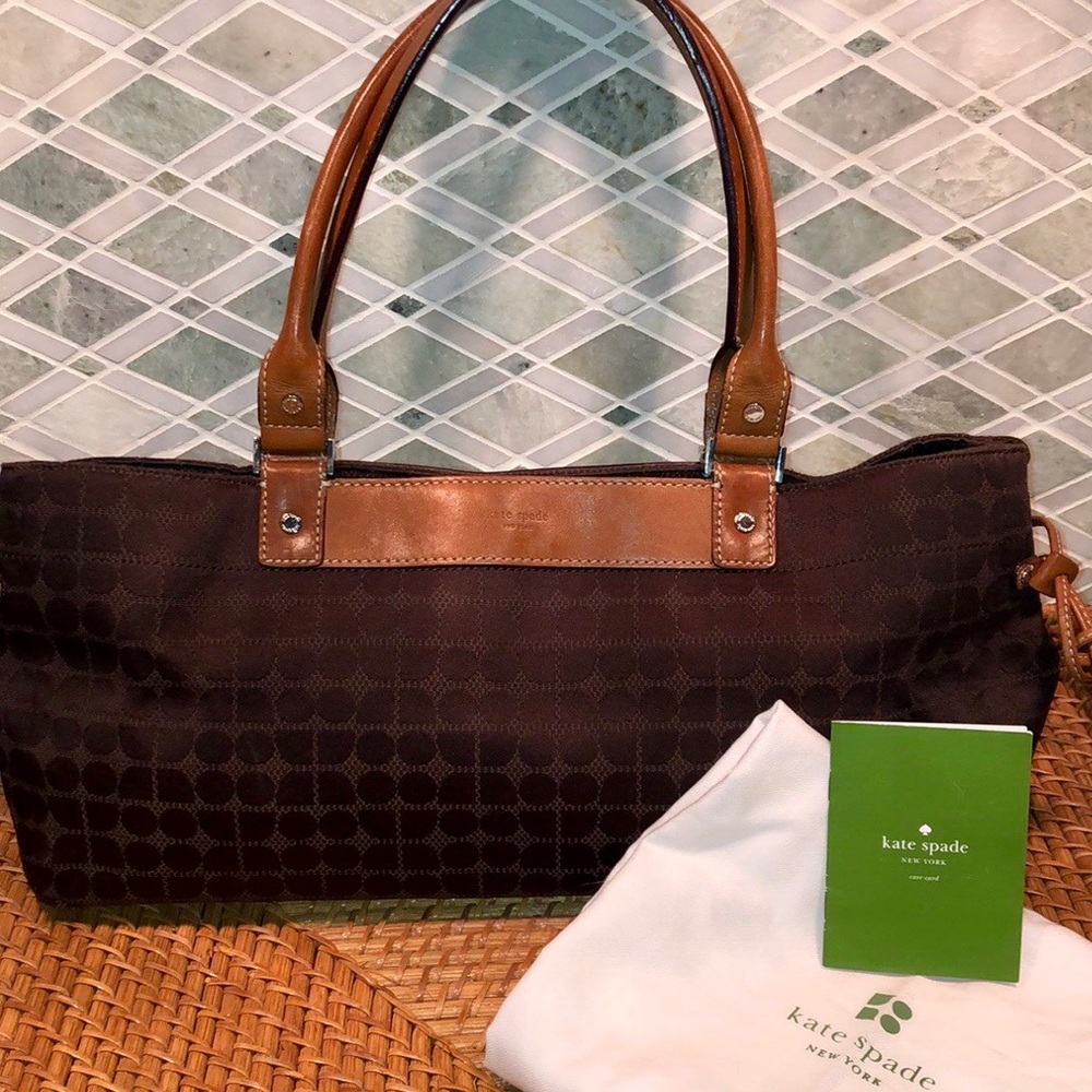 Kate Spade Signature Brown Cloth & Leather Handbag